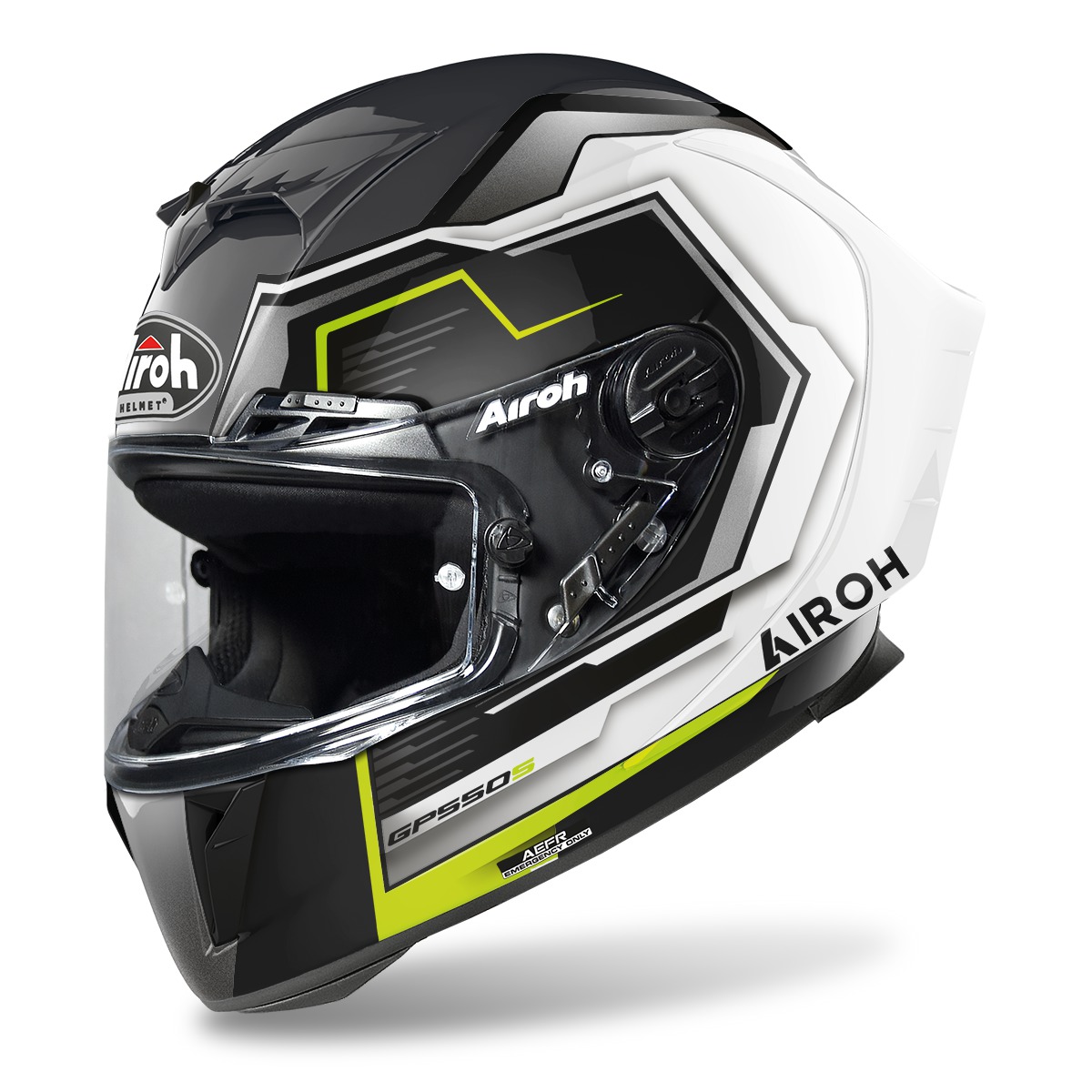 přilba GP550 S Rush, AIROH (lesklá bílá/žlutá) 2022