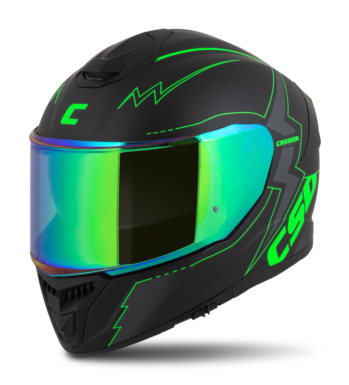 helmet Integral GT 2.1 Flash, CASSIDA (black matt/green fluo/dark grey) Pinlock ready visor 2023