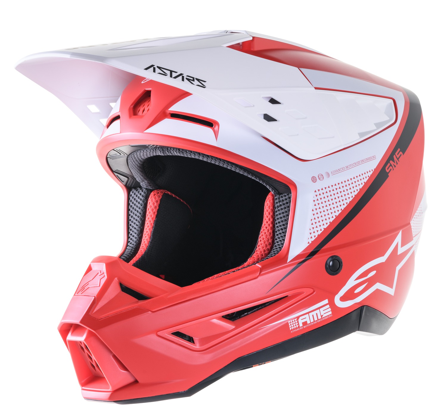 přilba S-M5 RAYON 2023, ALPINESTARS (červená/bílá/černá matná)