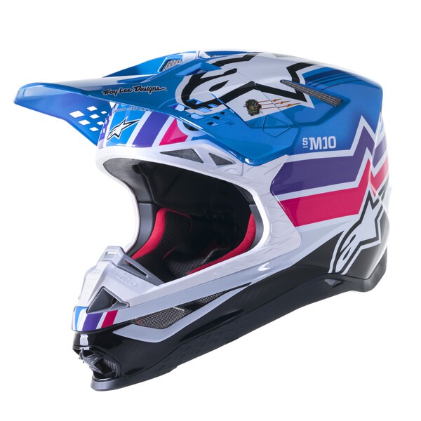 helmet SUPERTECH S-M10 edition TROY LEE DESIGNS, ALPINESTARS (blue/violet/pink/white/black) 2023