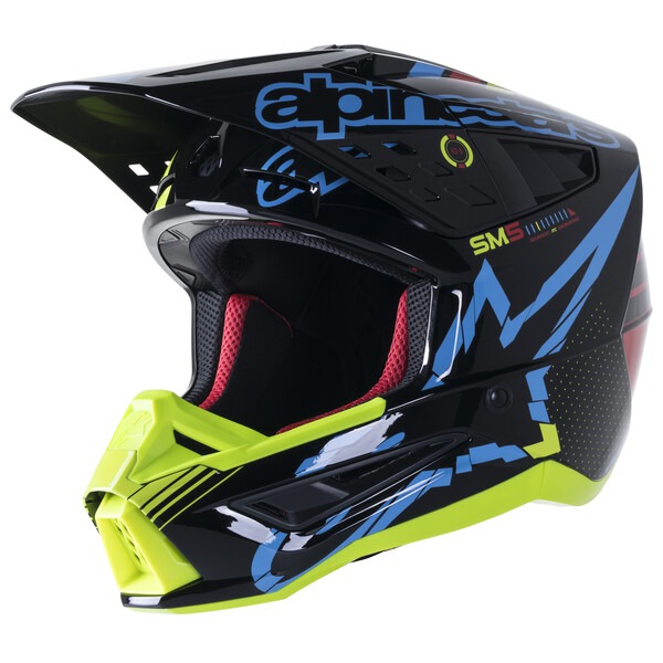 helmet S-M5 ACTION, ALPINESTARS (yellow fluo/black/blue/dark red) 2023