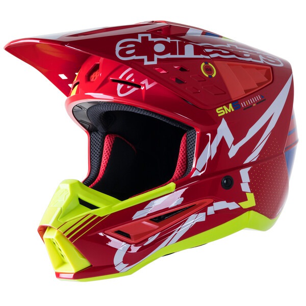 helmet S-M5 ACTION, ALPINESTARS (red/yellow fluo/white/blue) 2023