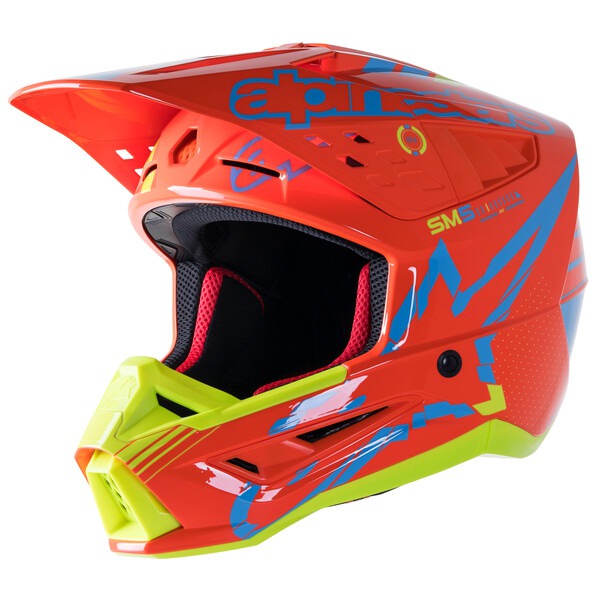helmet S-M5 ACTION, ALPINESTARS (orange/yellow fluo/light blue) 2023