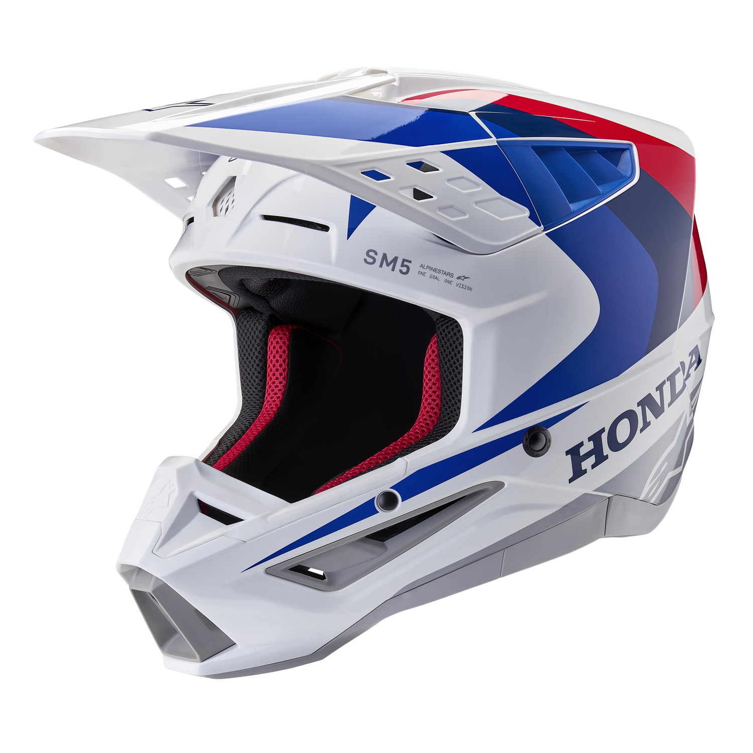 helmet S-M5 HONDA collection, ALPINESTARS (white/blue/red) 2025