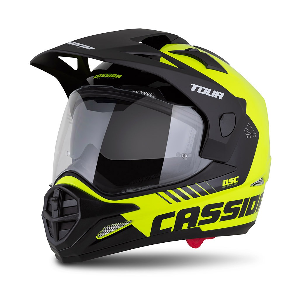 helmet Tour 2.0 Dual, CASSIDA (yellow fluo/black/black matt peak, Pinlock ready visor) 2025