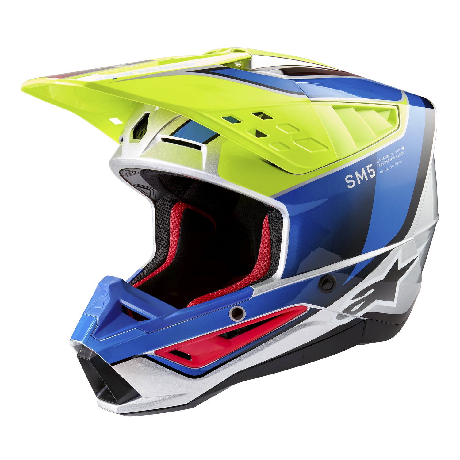 helmet S-M5 SAIL, ALPINESTARS (yellow fluo/blue/silver) 2025