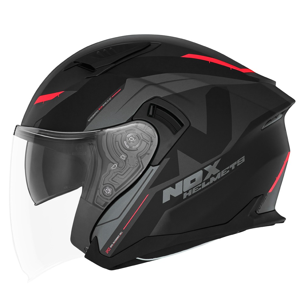 NOX HELMET JET N130 KLINT MATT BLACK RED
