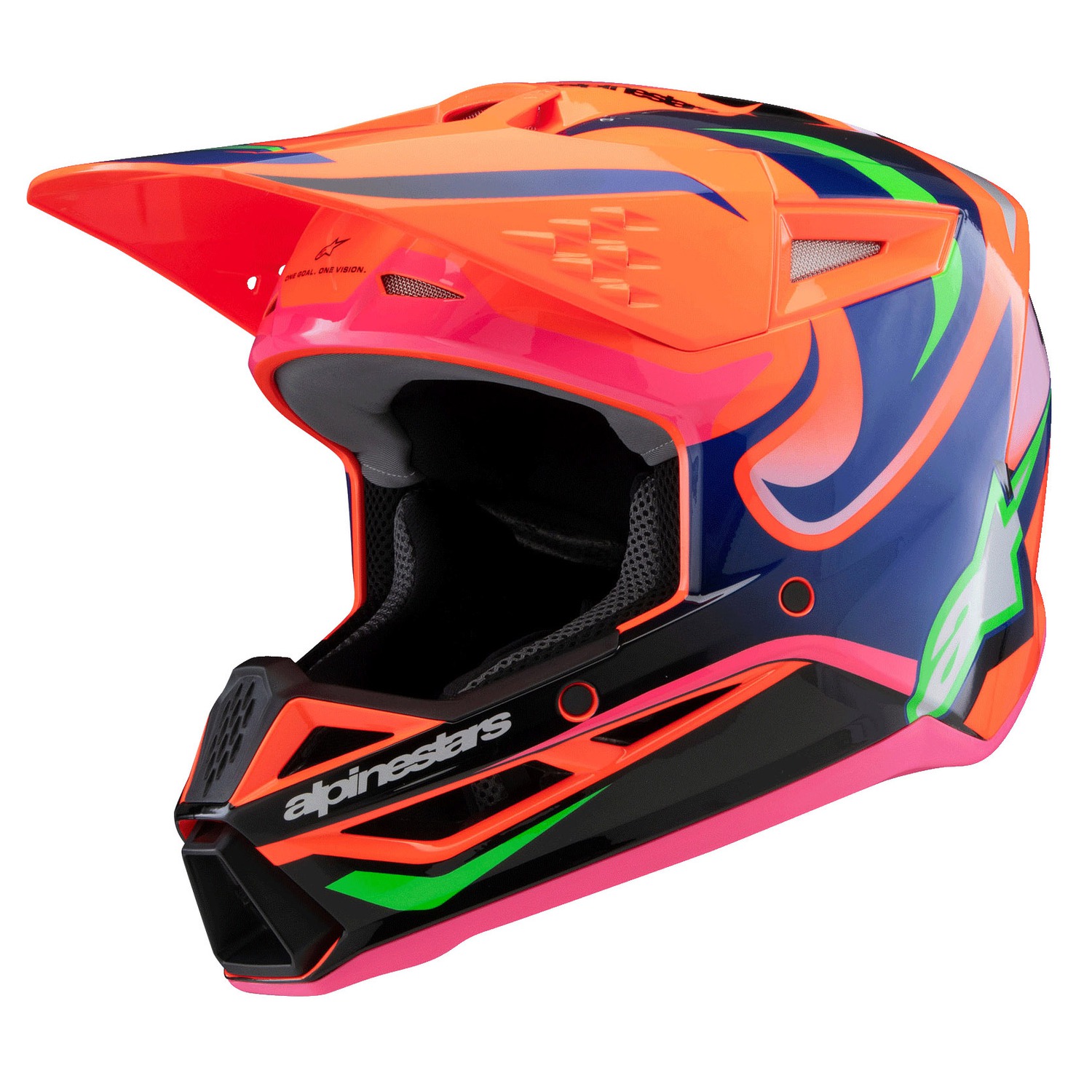 helmet S-M3 edice HAIDEN DEEGAN, ALPINESTARS, kids (orange fluo/violet/pink/green) 2025