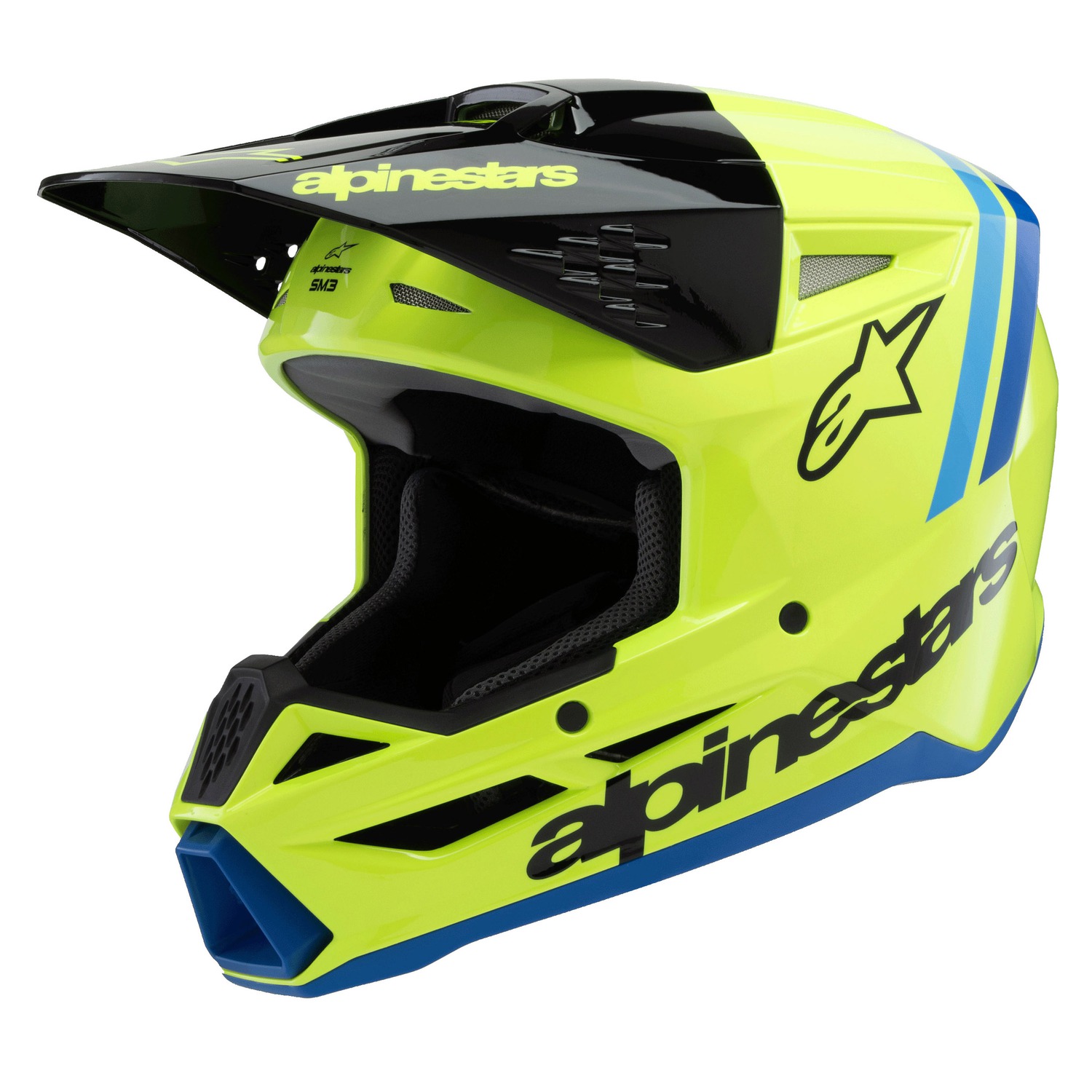 helmet S-M3 RADIUM, ALPINESTARS, kids (yellow fluo/black/blue) 2025