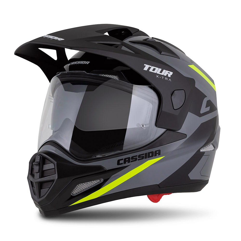 helmet Tour 2.0 X-tra, CASSIDA (gray/yellow fluo/black/black matt peak, Pinlock ready visor) 2025