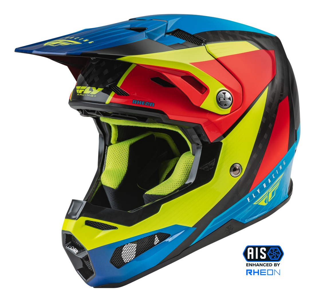 přilba FORMULA CARBON PRIME, FLY RACING - USA (hi-vis, modrá, červená)