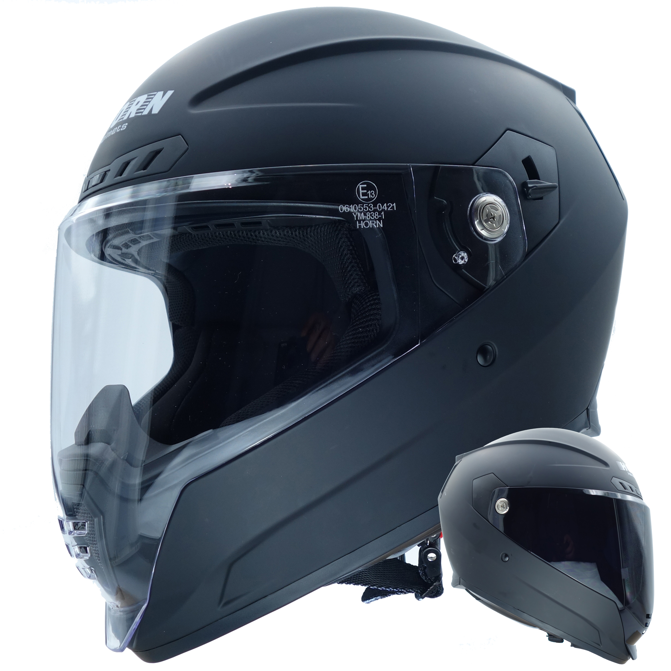 Moto přilba HORN H838 PREDATOR Blenda + 1x clear and 1x dark plexi included ECE 22-06