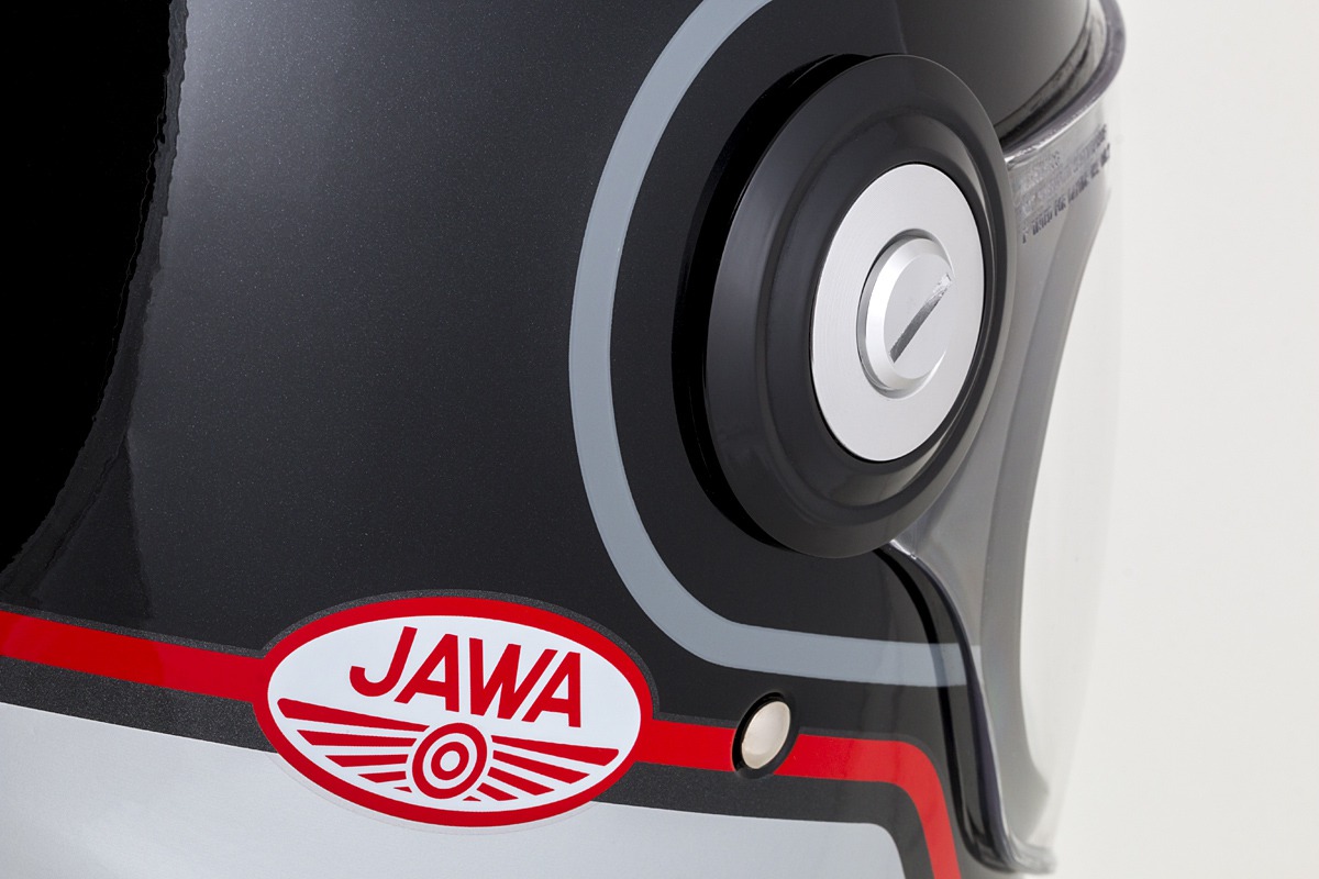 přilba Fibre Jawa Sport, CASSIDA (černá/stříbrná/červená)