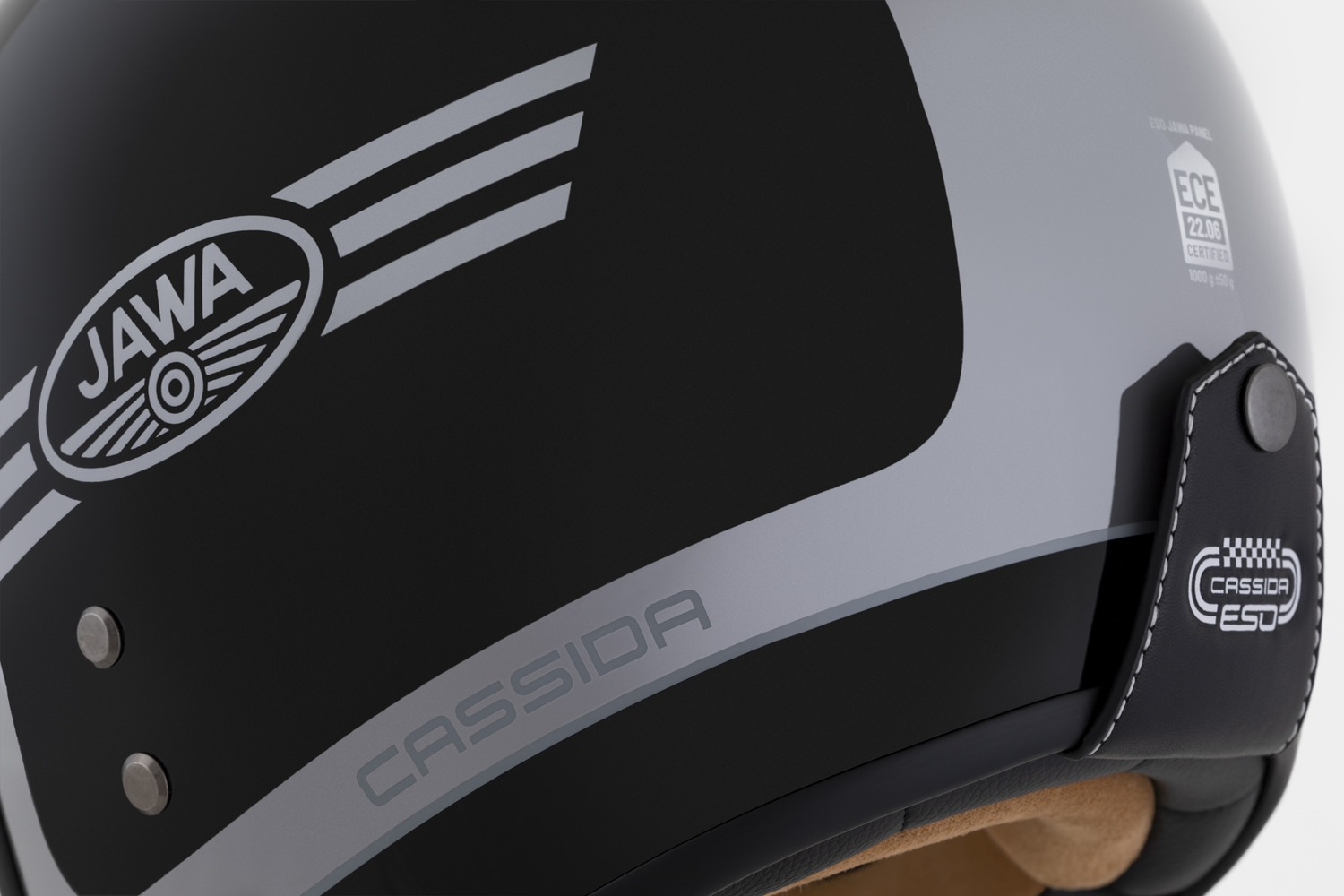 helmet Eso Jawa Panel, CASSIDA (glossy pearl black/anthracite/silver) 2025