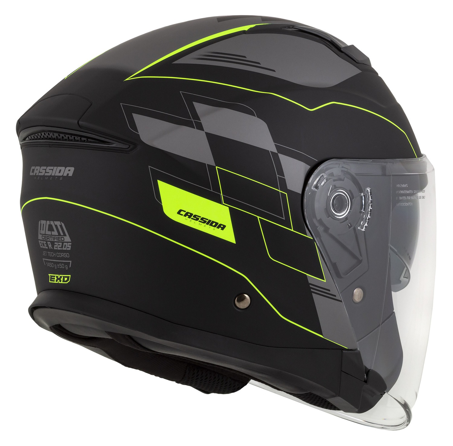 helmet Jet Tech RoxoR, CASSIDA (black matt/yellow fluo/grey) 2023