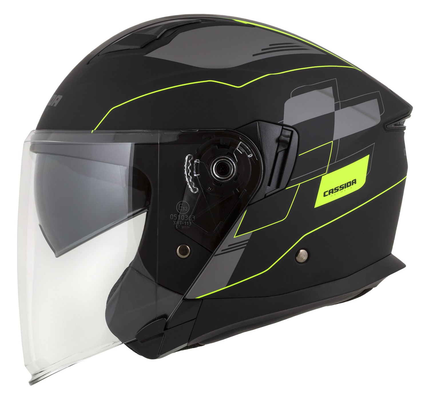helmet Jet Tech RoxoR, CASSIDA (black matt/yellow fluo/grey) 2023