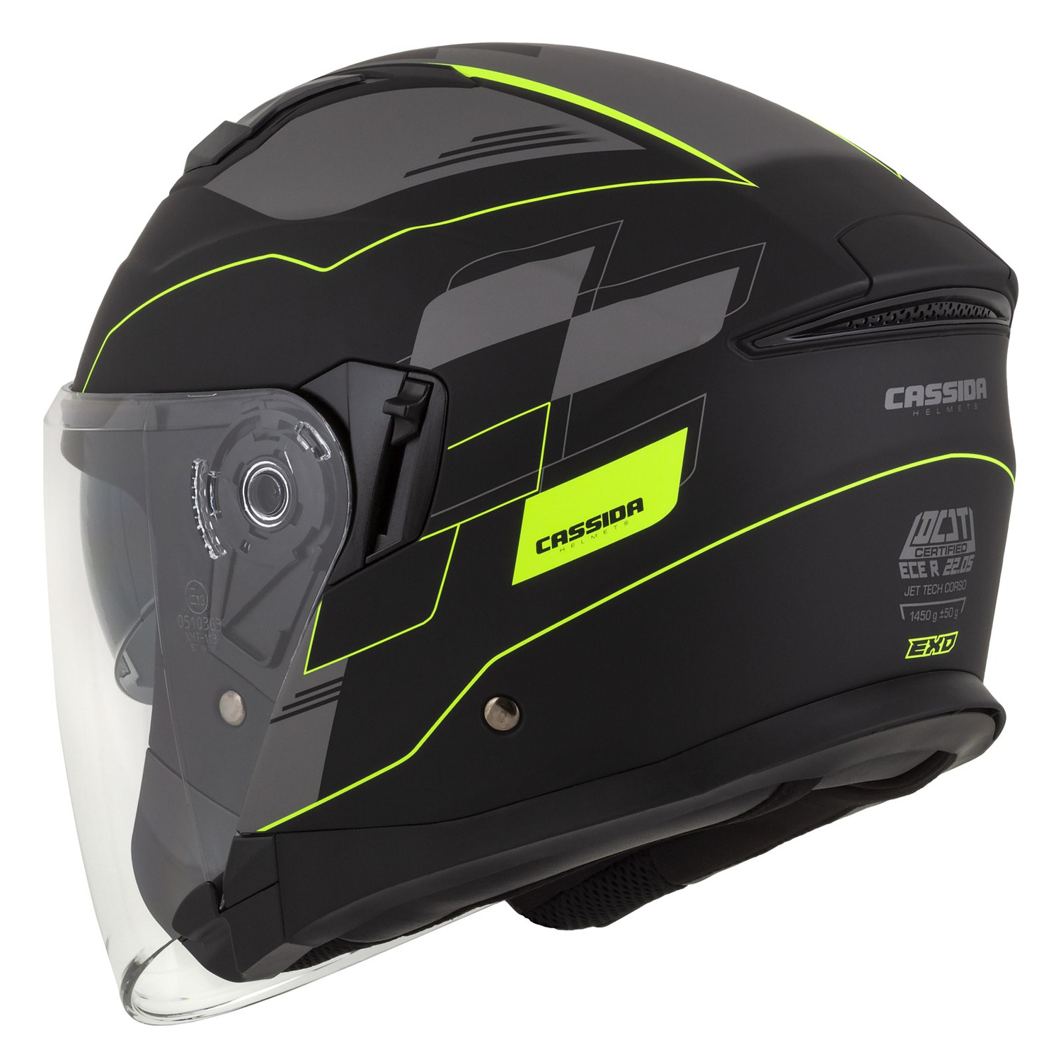 helmet Jet Tech RoxoR, CASSIDA (black matt/yellow fluo/grey) 2023