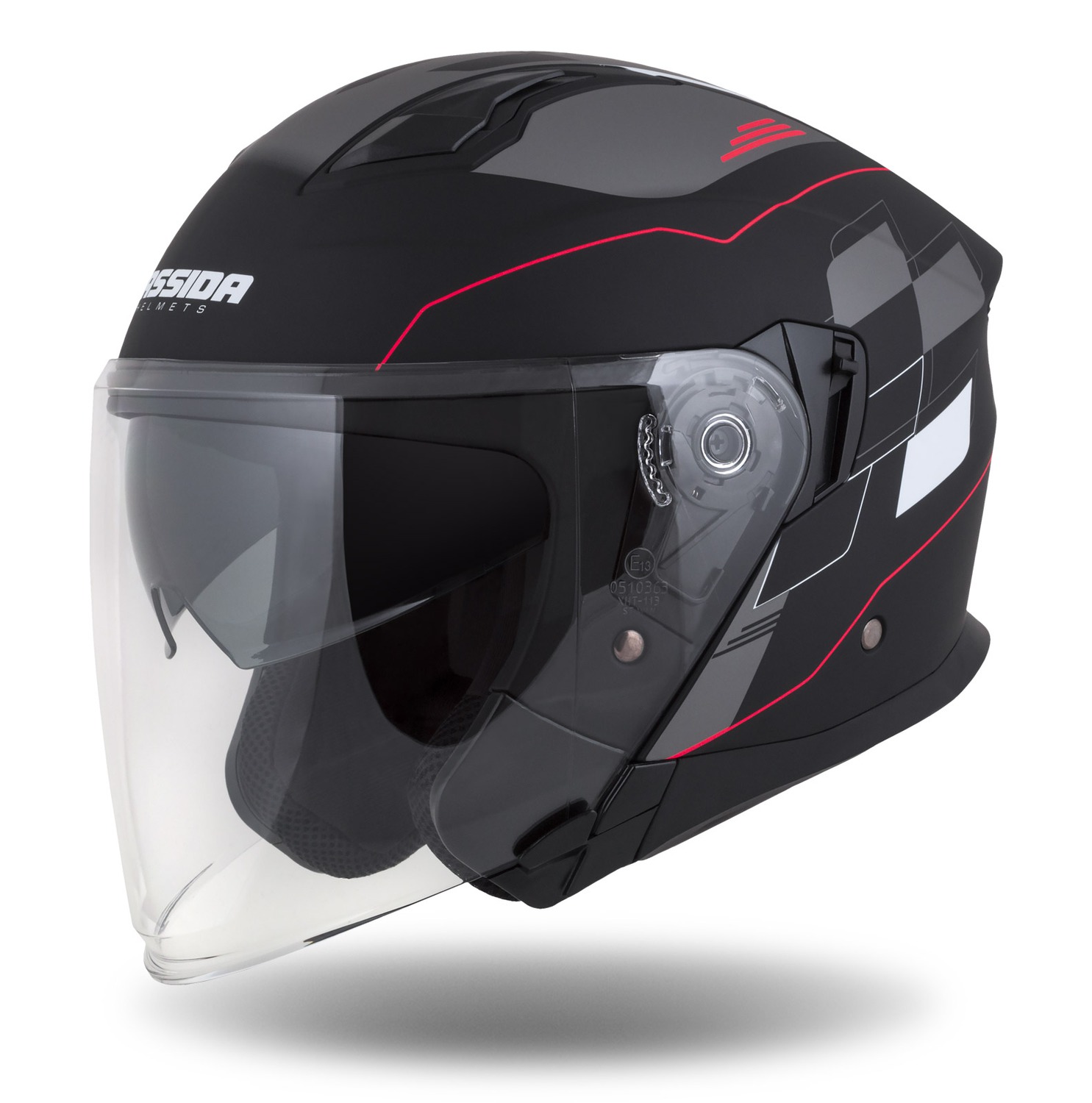 helmet Jet Tech RoxoR, CASSIDA (black matt/white/red/grey) 2023