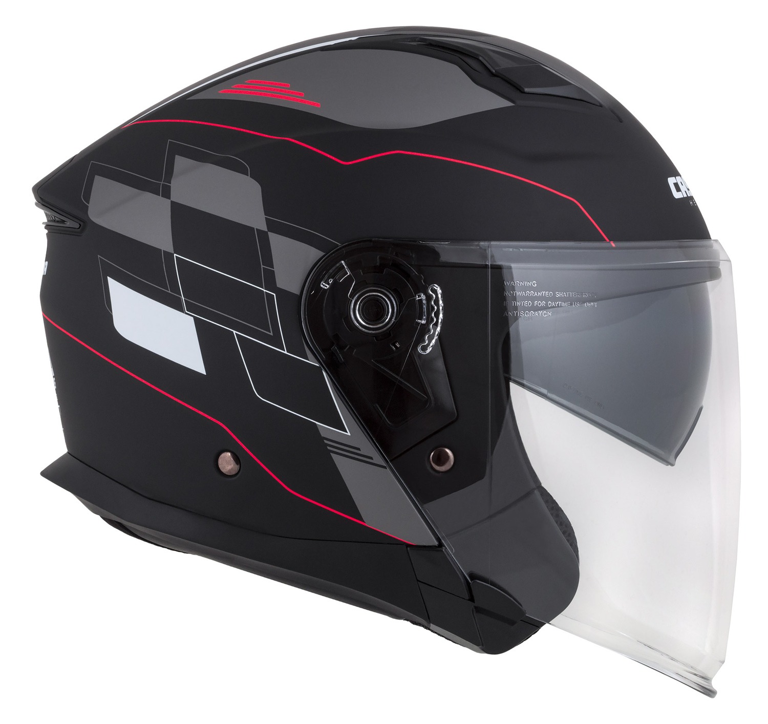 helmet Jet Tech RoxoR, CASSIDA (black matt/white/red/grey) 2023