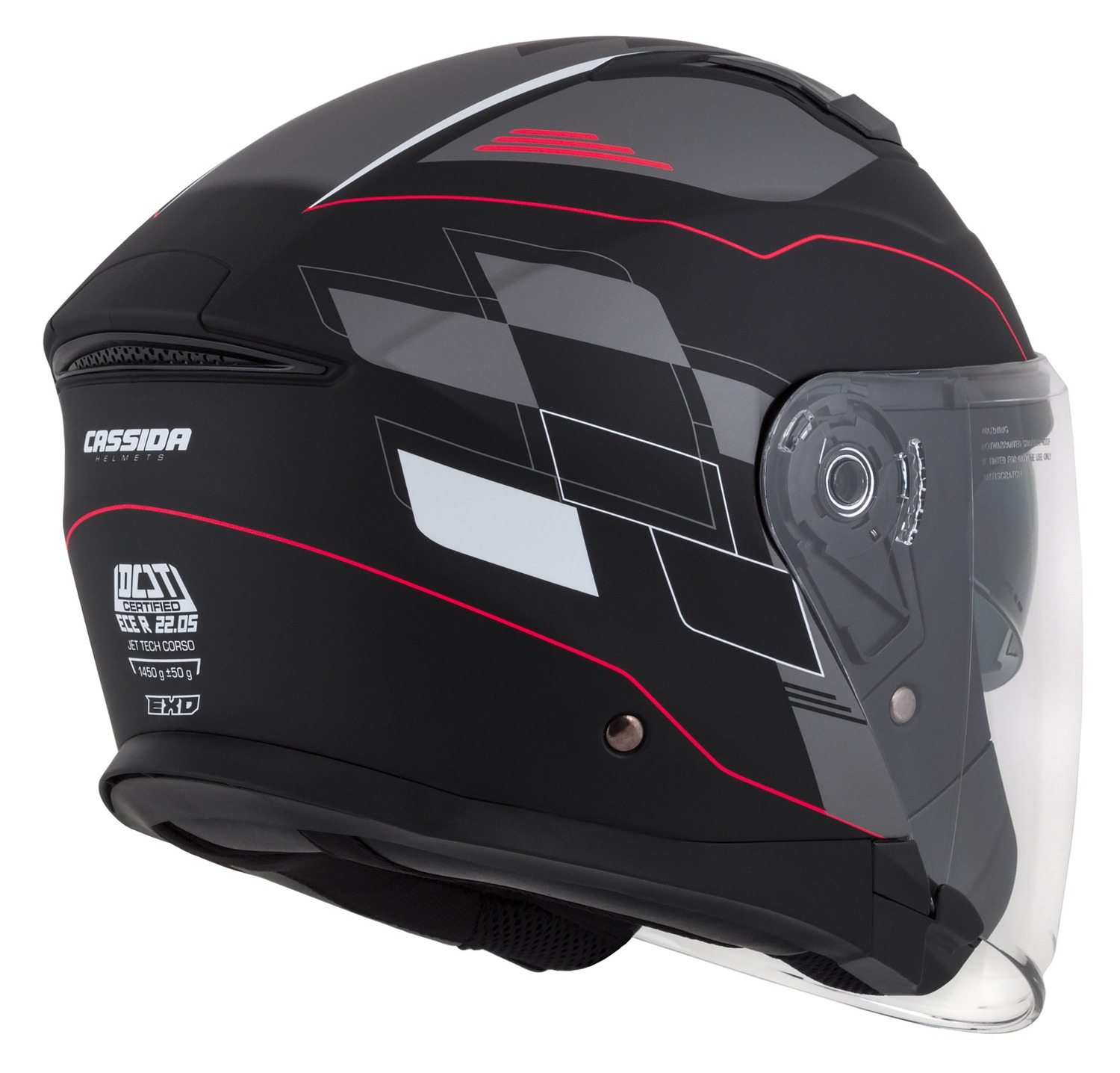 helmet Jet Tech RoxoR, CASSIDA (black matt/white/red/grey) 2023