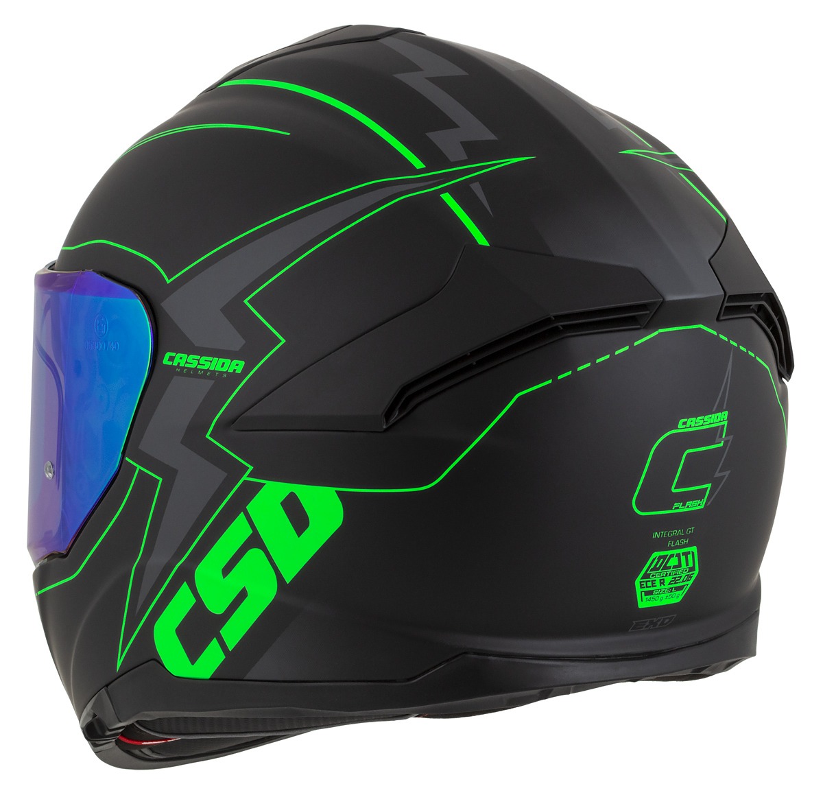 helmet Integral GT 2.1 Flash, CASSIDA (black matt/green fluo/dark grey) Pinlock ready visor 2023