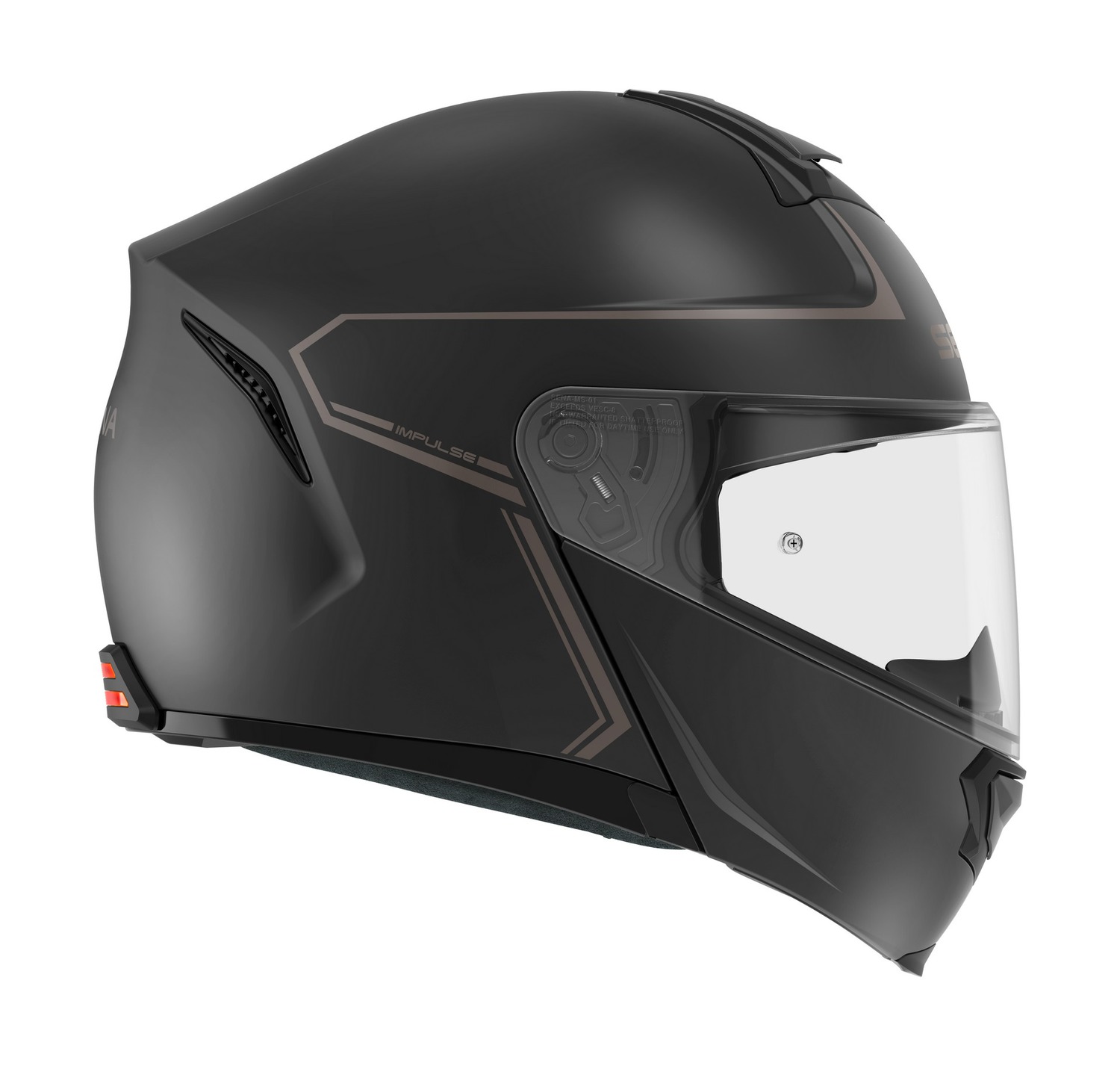 Impulse, Motorcycle Smart Helmet with Mesh Intercom, Flip-up, Matt Black
