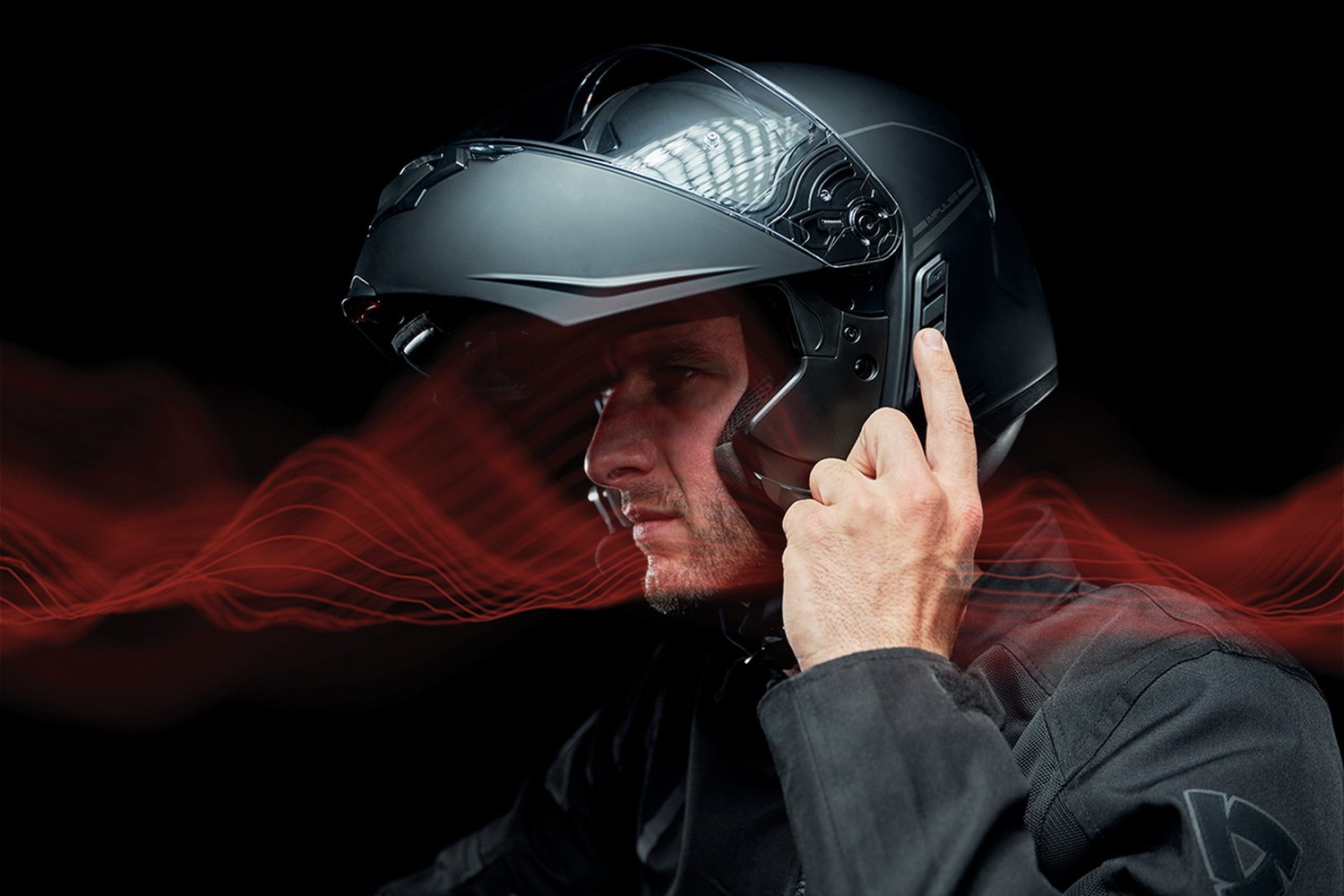 Impulse, Motorcycle Smart Helmet with Mesh Intercom, Flip-up, Matt Black