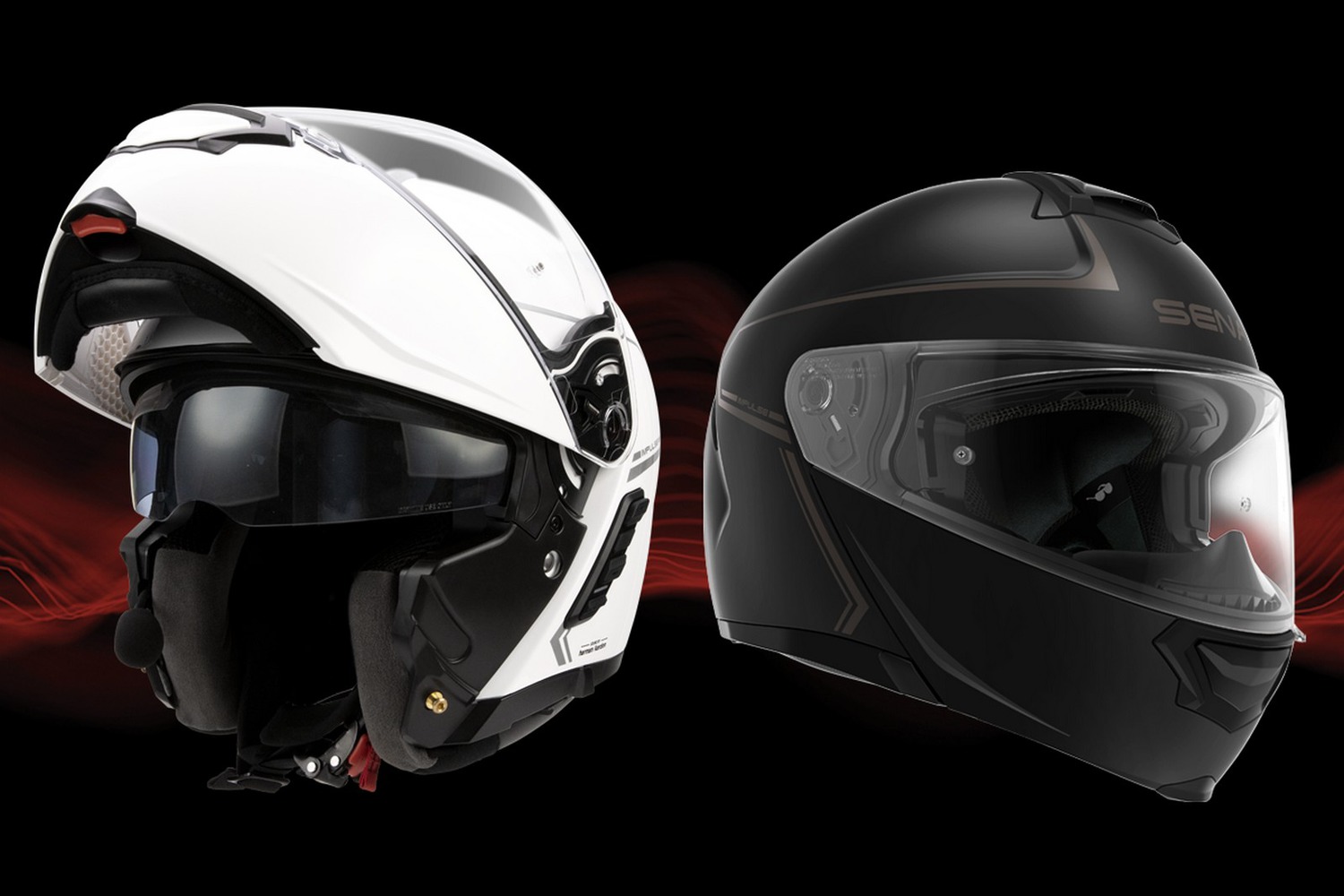 Impulse, Motorcycle Smart Helmet with Mesh Intercom, Flip-up, Matt Black