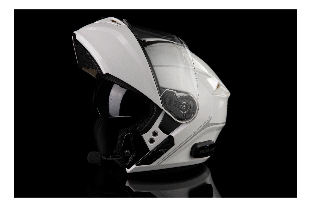 OUTRUSH R, Bluetooth Helmet, Flip-up, Glossy White, ECE (FM Removed)