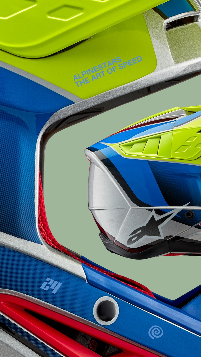 helmet S-M5 SAIL, ALPINESTARS (yellow fluo/blue/silver) 2025