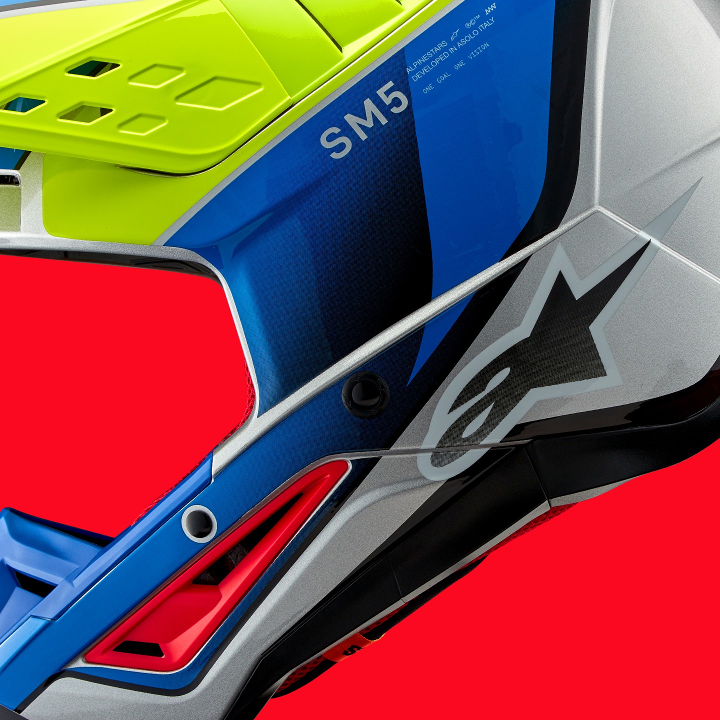 helmet S-M5 SAIL, ALPINESTARS (yellow fluo/blue/silver) 2025