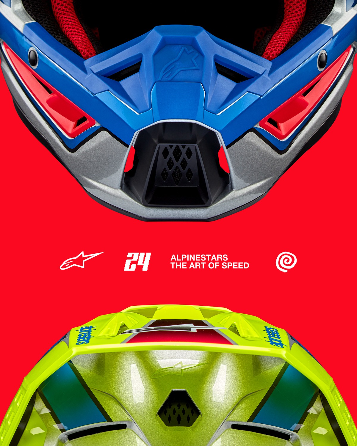 helmet S-M5 SAIL, ALPINESTARS (yellow fluo/blue/silver) 2025