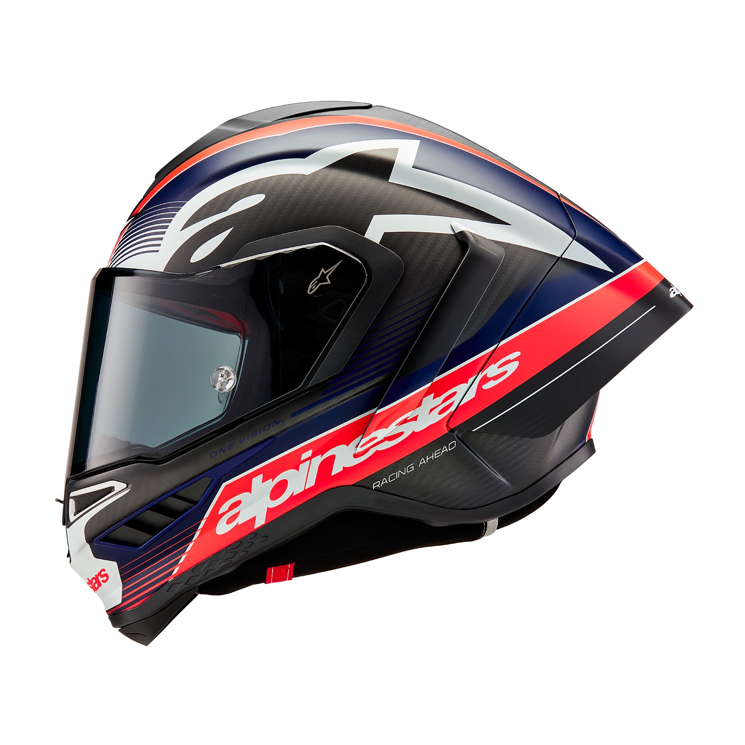 helmet SUPERTECH R10 TEAM, ALPINESTARS (matt carbon/red fluo/blue/white) 2025