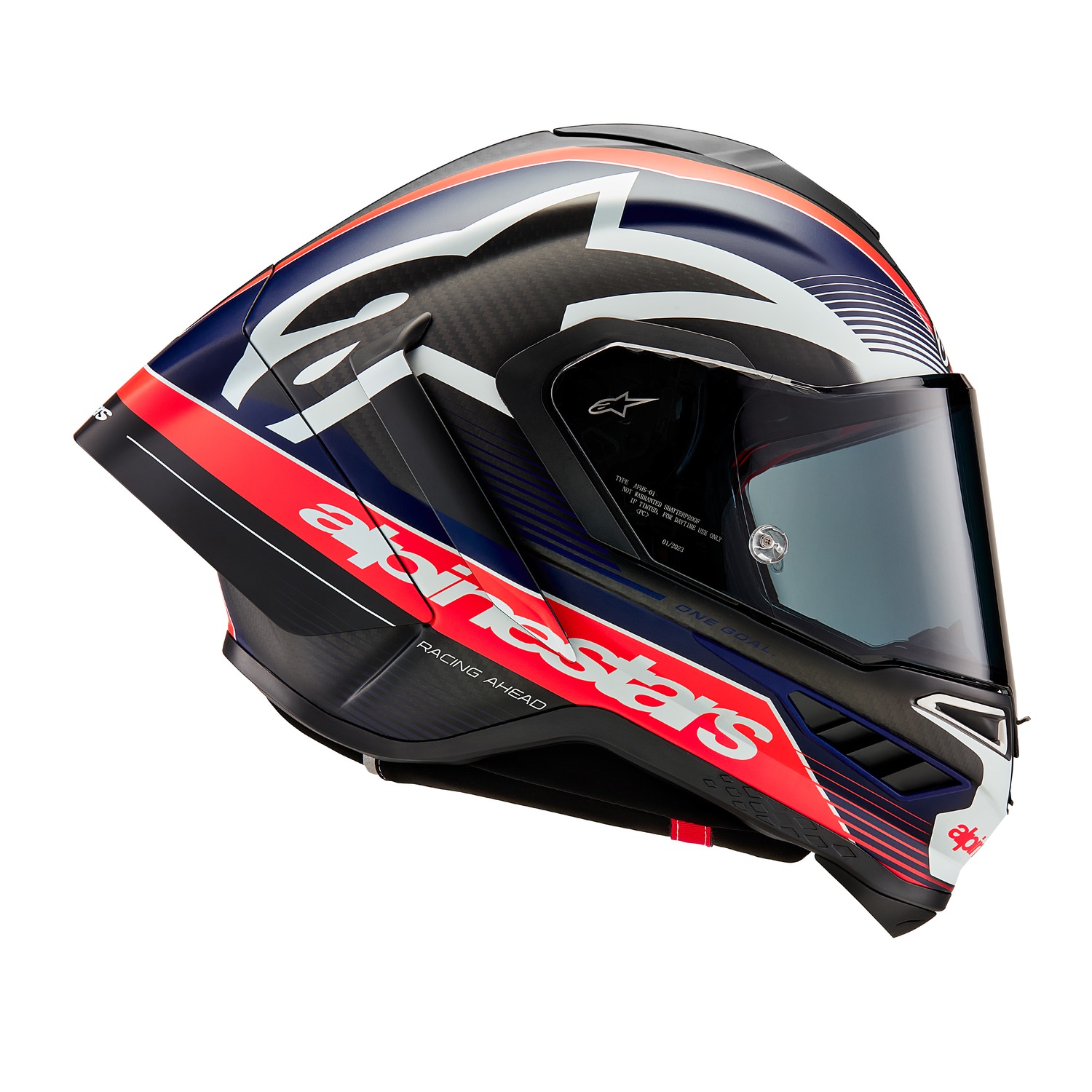helmet SUPERTECH R10 TEAM, ALPINESTARS (matt carbon/red fluo/blue/white) 2025