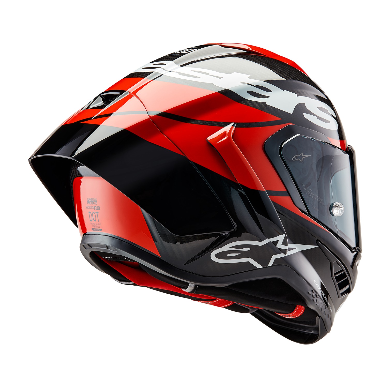 helmet SUPERTECH R10 ELEMENT, ALPINESTARS (carbon/red fluo/white) 2025