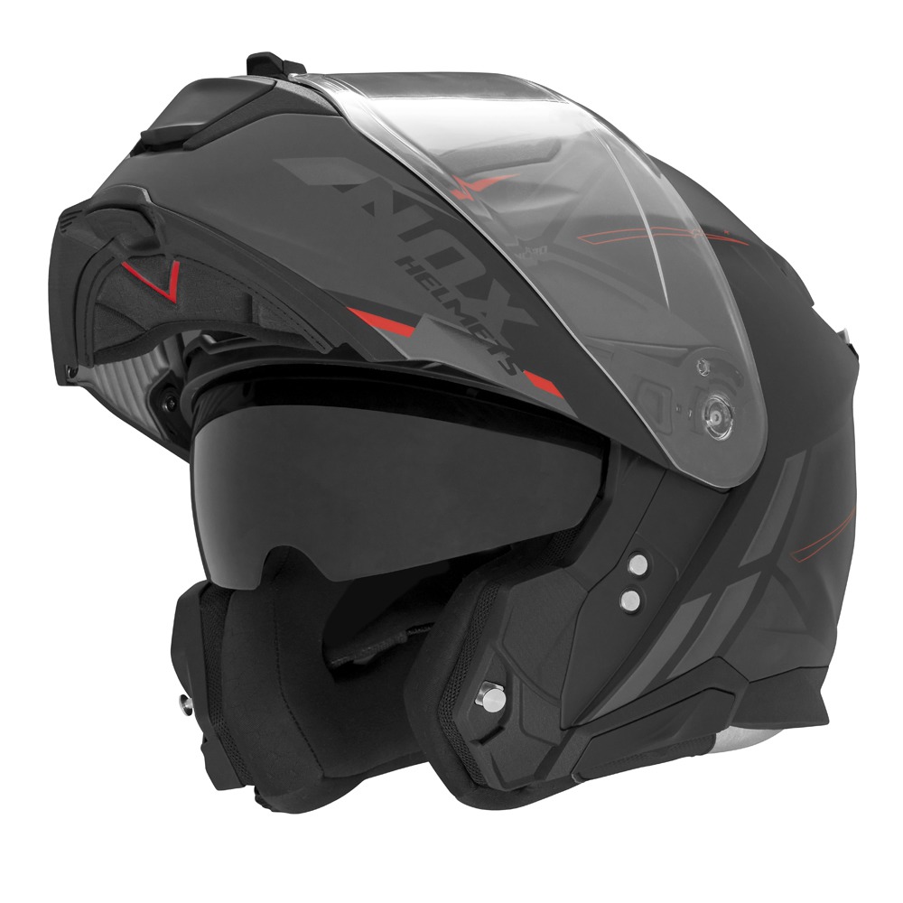 NOX FLIP-UP HELMET N967 SYNCHRO MATT BLACK RED