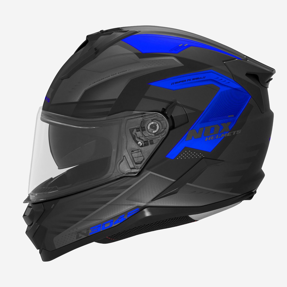 NOX HELMET FULL FACE N304S CARVER MATT BLACK BLUE