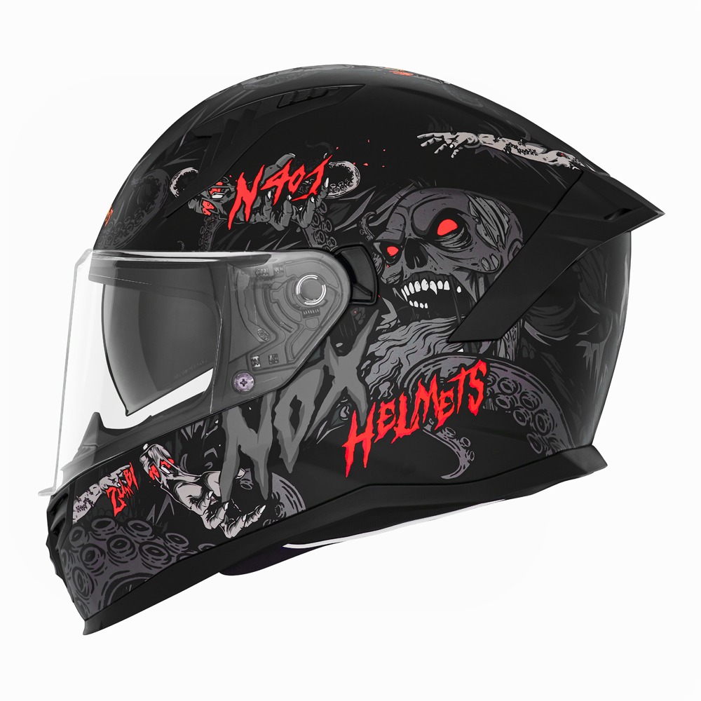 NOX HELMET FULL FACE N401 ZUMBI MATT BLACK RED